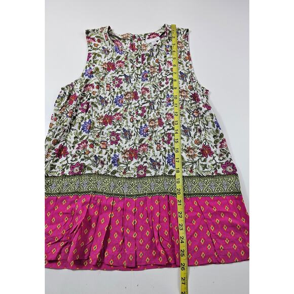 J jill SP PETITE small accordion tank top floral EUC Summer career casual EUC ^ - Picture 6 of 7